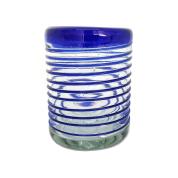  / vasos chicos con espiral azul cobalto, 10 oz, Vidrio Reciclado, Libre de Plomo y Toxinas